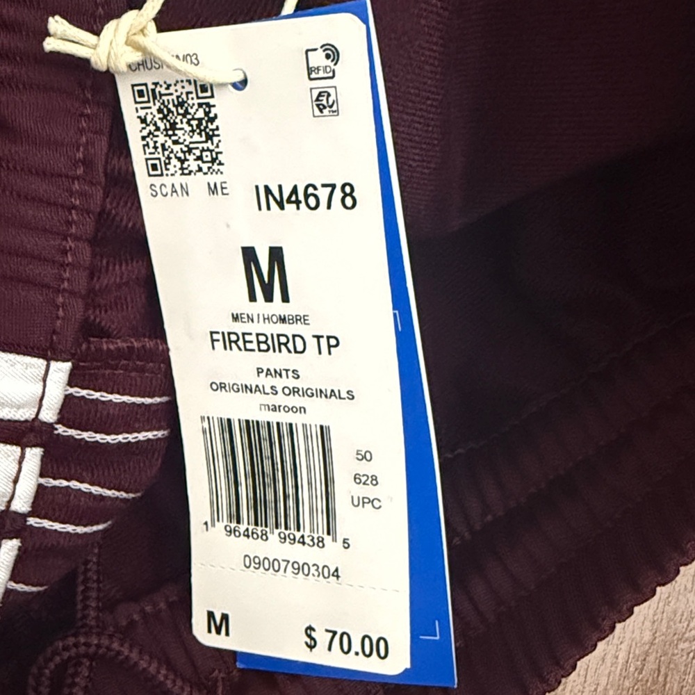 Adidas Maroon Trefoil Track Pants with White Stripes Size M - Picture 2 of 16
